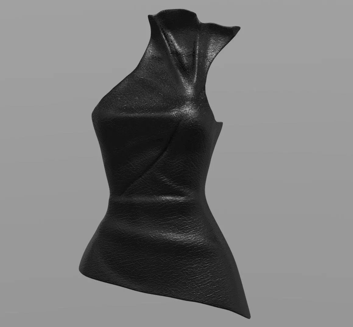 PBR Game 3D Models - Asymmetric Leather Top Fashion Design