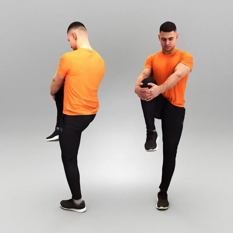 PBR Game 3D Models - Athletic man doing leg stretches 395
