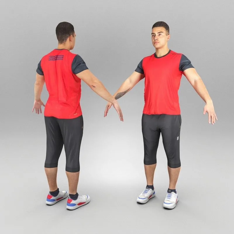 PBR Game 3D Models - Athletic man in sportswear in A-pose 364
