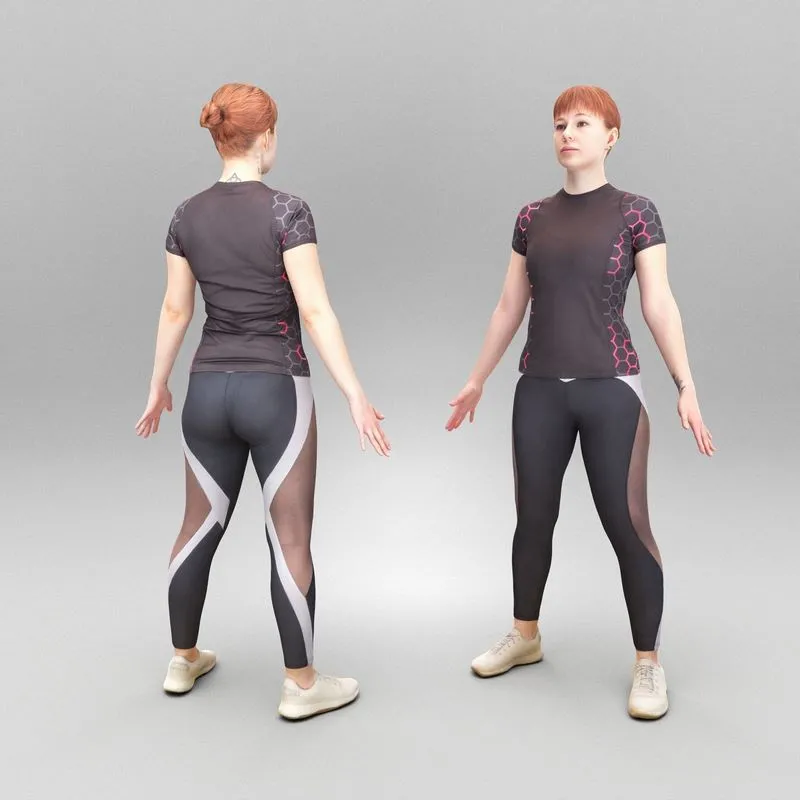 PBR Game 3D Models - Athletic woman in tracksuit ready for animation 380
