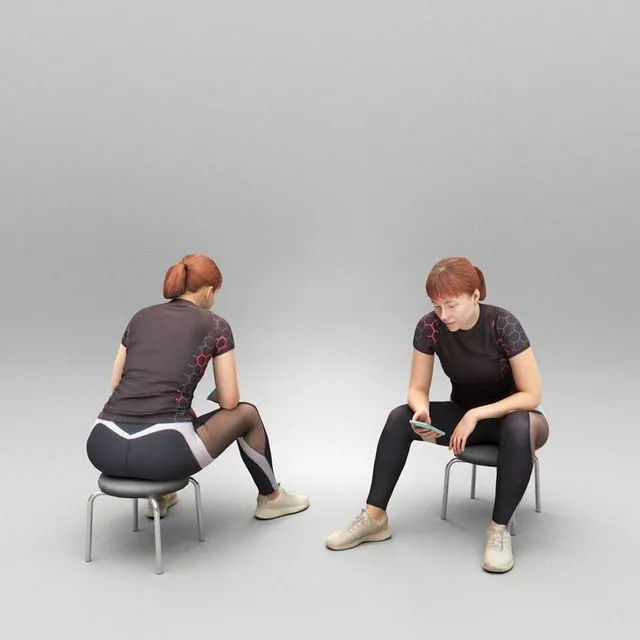 PBR Game 3D Models - Athletic young woman using smartphone 389