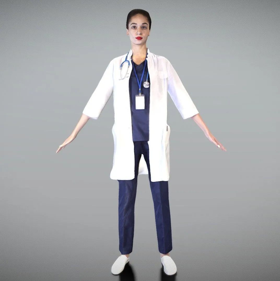 PBR Game 3D Models - Attractive Female Doctor Ready For Rigging 215
