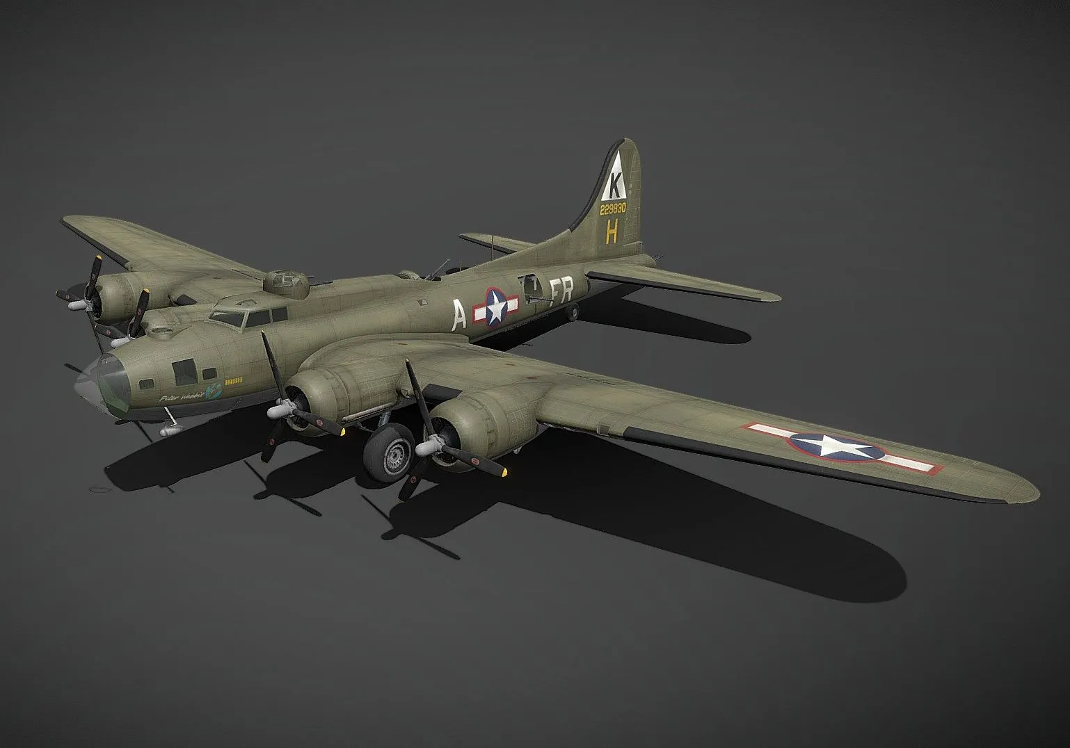 PBR Game 3D Models - B 17F 70 Bo Flying Fortress