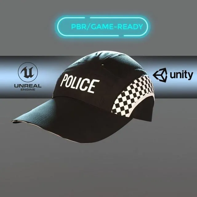 PBR Game 3D Models - Baseball police cap uniform