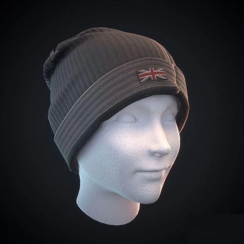 PBR Game 3D Models - Beanie british on mannequin head