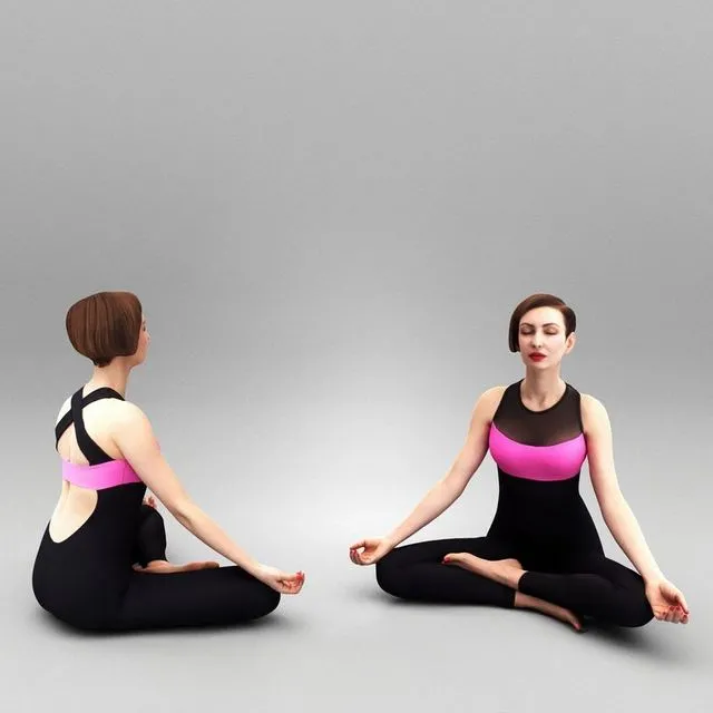 PBR Game 3D Models - Beautiful woman doing yoga 332