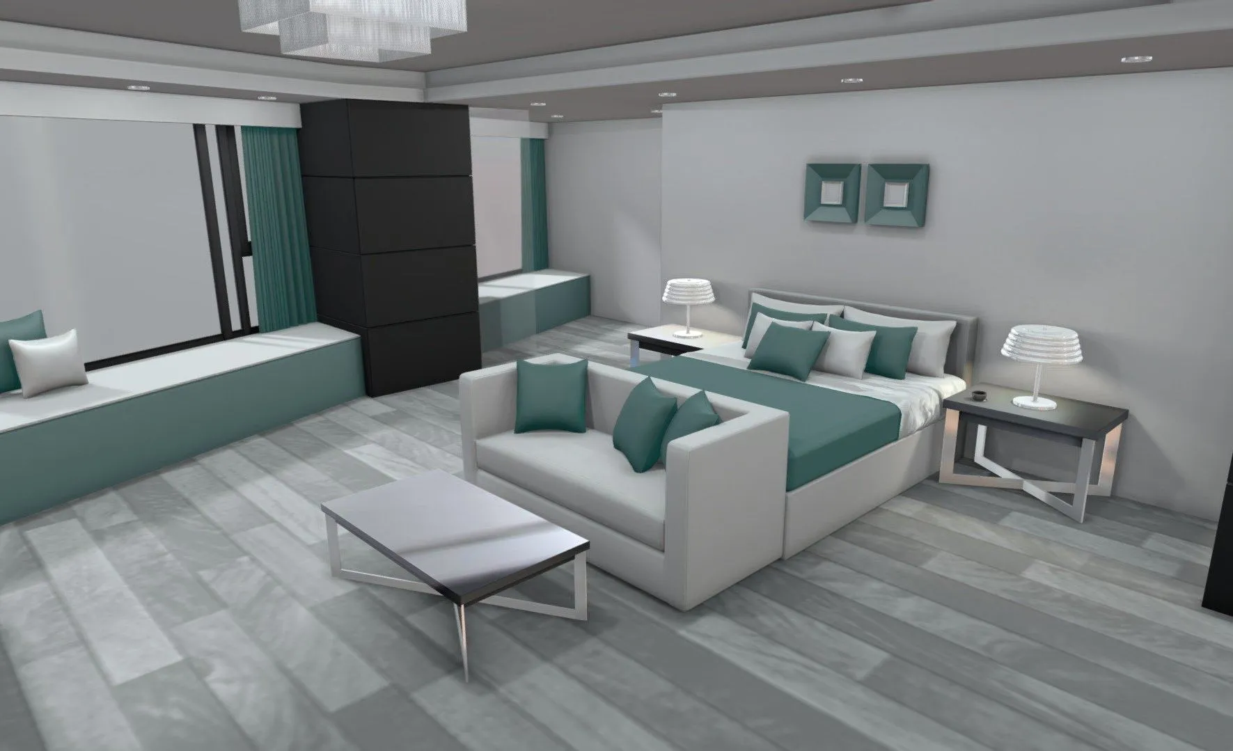 PBR Game 3D Models - Bedroom Hotel Suite 2020 02