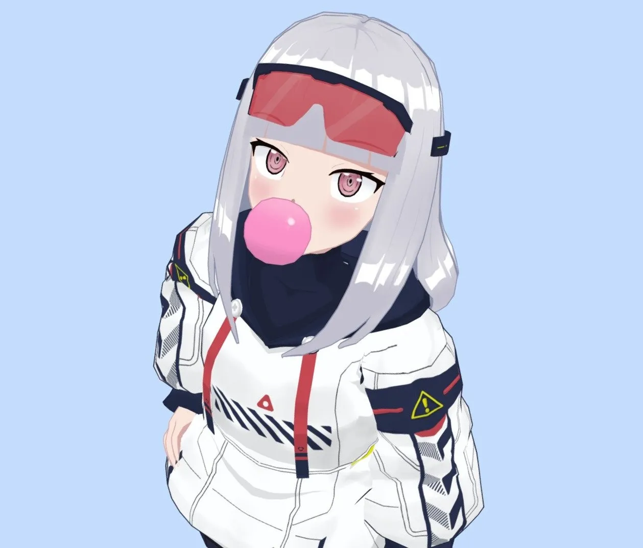 PBR Game 3D Models - Blu Anime Girl Character