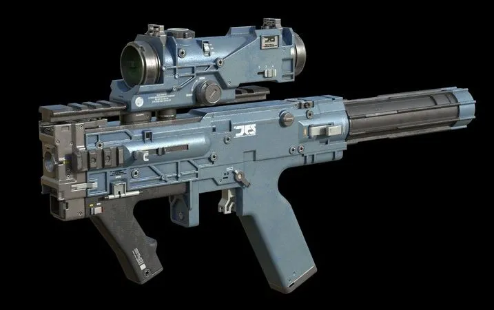 PBR Game 3D Models - Blue Sci-Fi SMG
