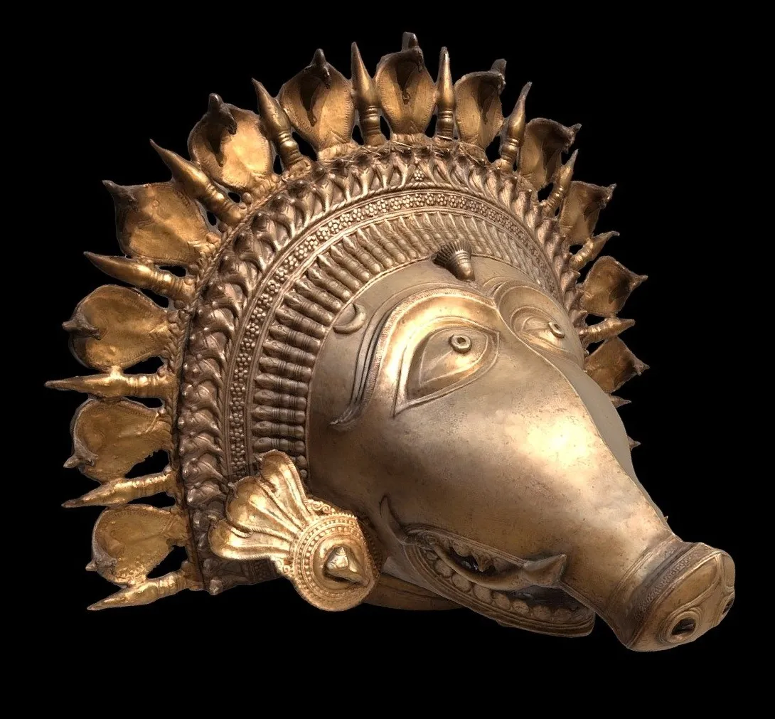 PBR Game 3D Models - Brass Mask Of The Deity Panjurli