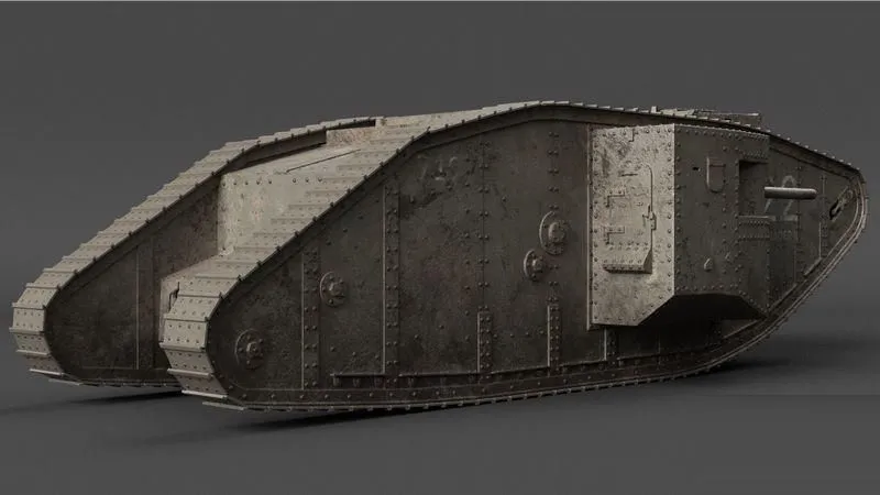 PBR Game 3D Models - British Mark 1 Tank WW1