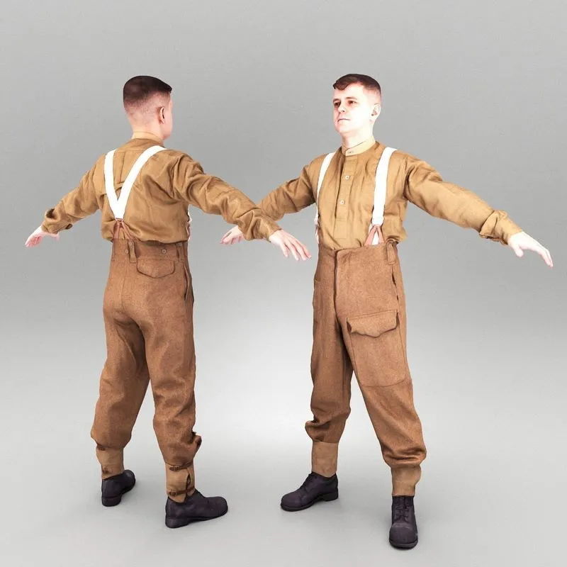 PBR Game 3D Models - British soldier ready for animation 359