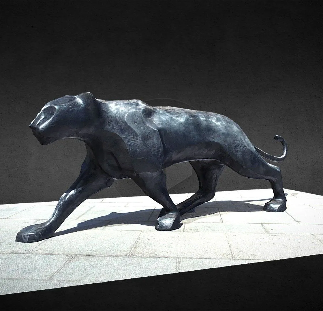 PBR Game 3D Models - Bronze Sculpture Black Panther
