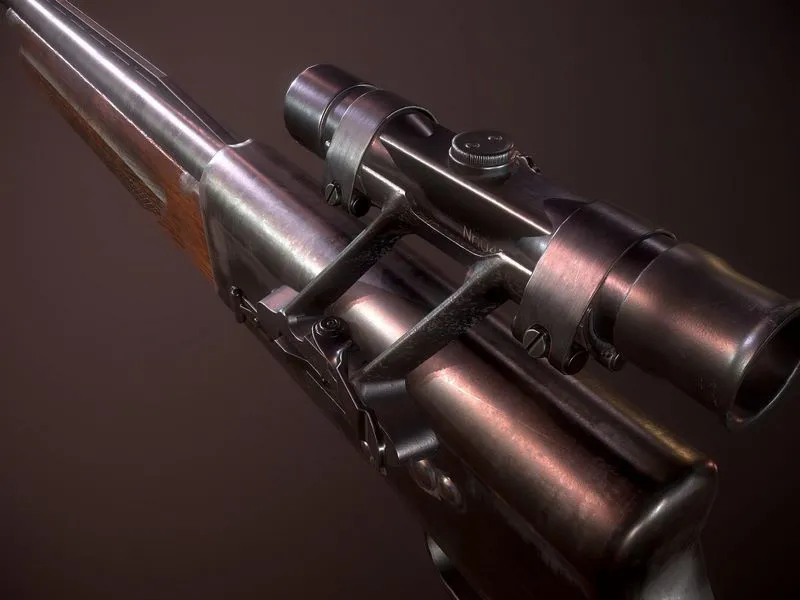 PBR Game 3D Models - Browning A5 Shotgun with scope