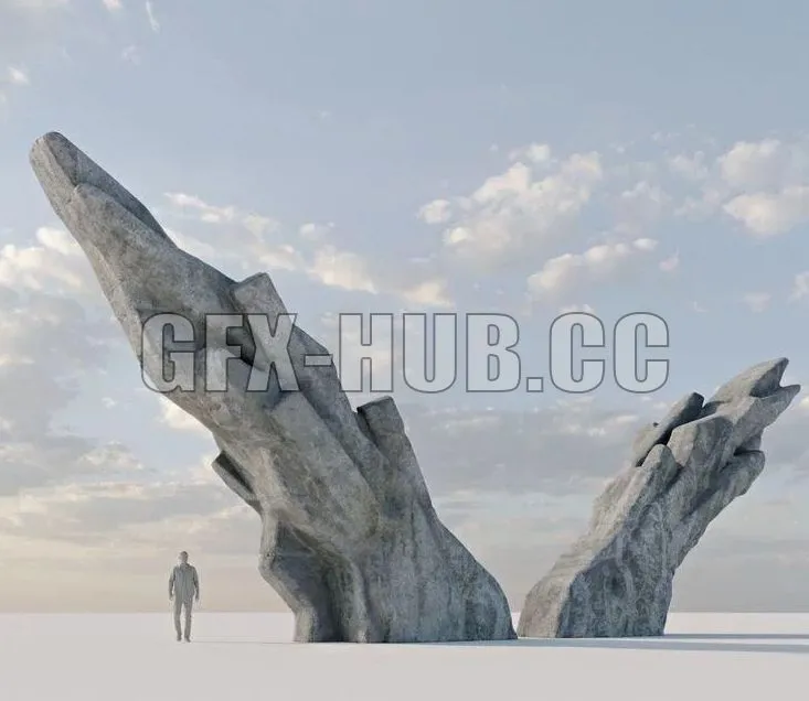 PBR Game 3D Models - Brutalist Monument 2