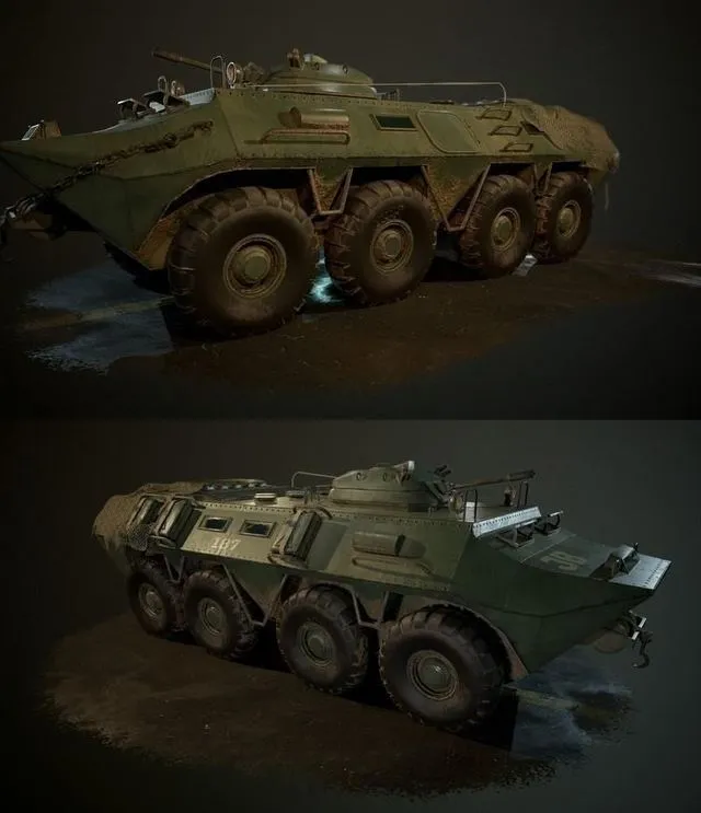 PBR Game 3D Models - BTR Military Vehicle