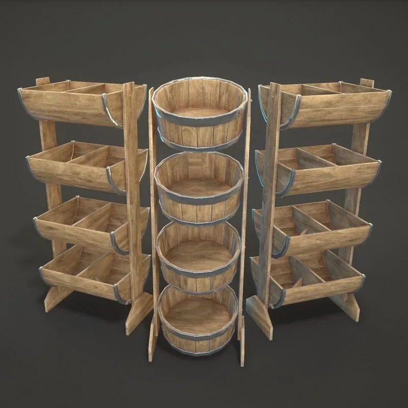 PBR Game 3D Models - Bucket Shelves