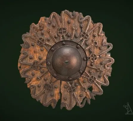 PBR Game 3D Models - Buckler With Complex Iron Fittings