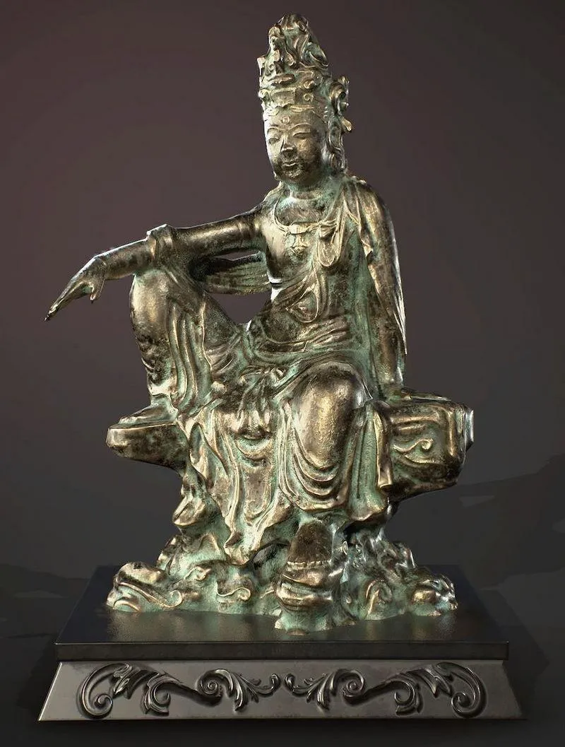 PBR Game 3D Models - Budha Bronze statue