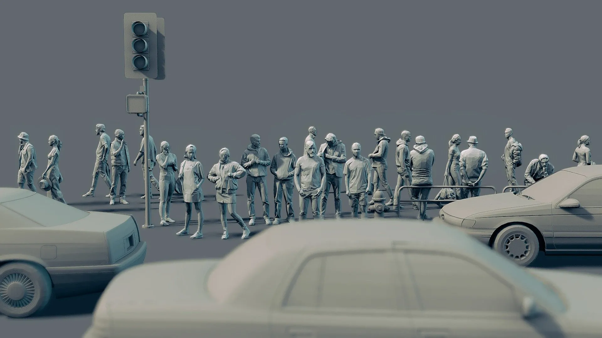 PBR Game 3D Models - Busy Street