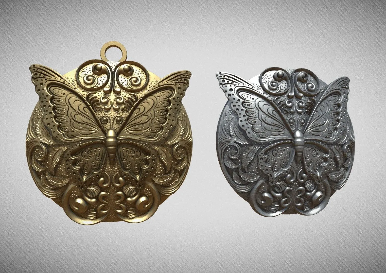 PBR Game 3D Models - Butterfly Medallion