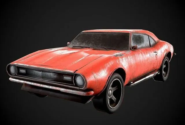 PBR Game 3D Models - Camaro SS 1967 4 COLORS Dusty