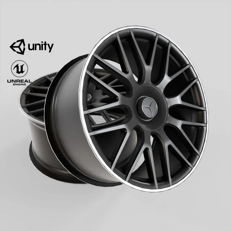 PBR Game 3D Models - Car Rim Wheel Mercedes-benz c63 AMG 19 inch