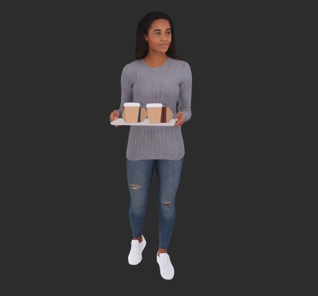 PBR Game 3D Models - Carla Posed 009 Casual Walking 3D Woman