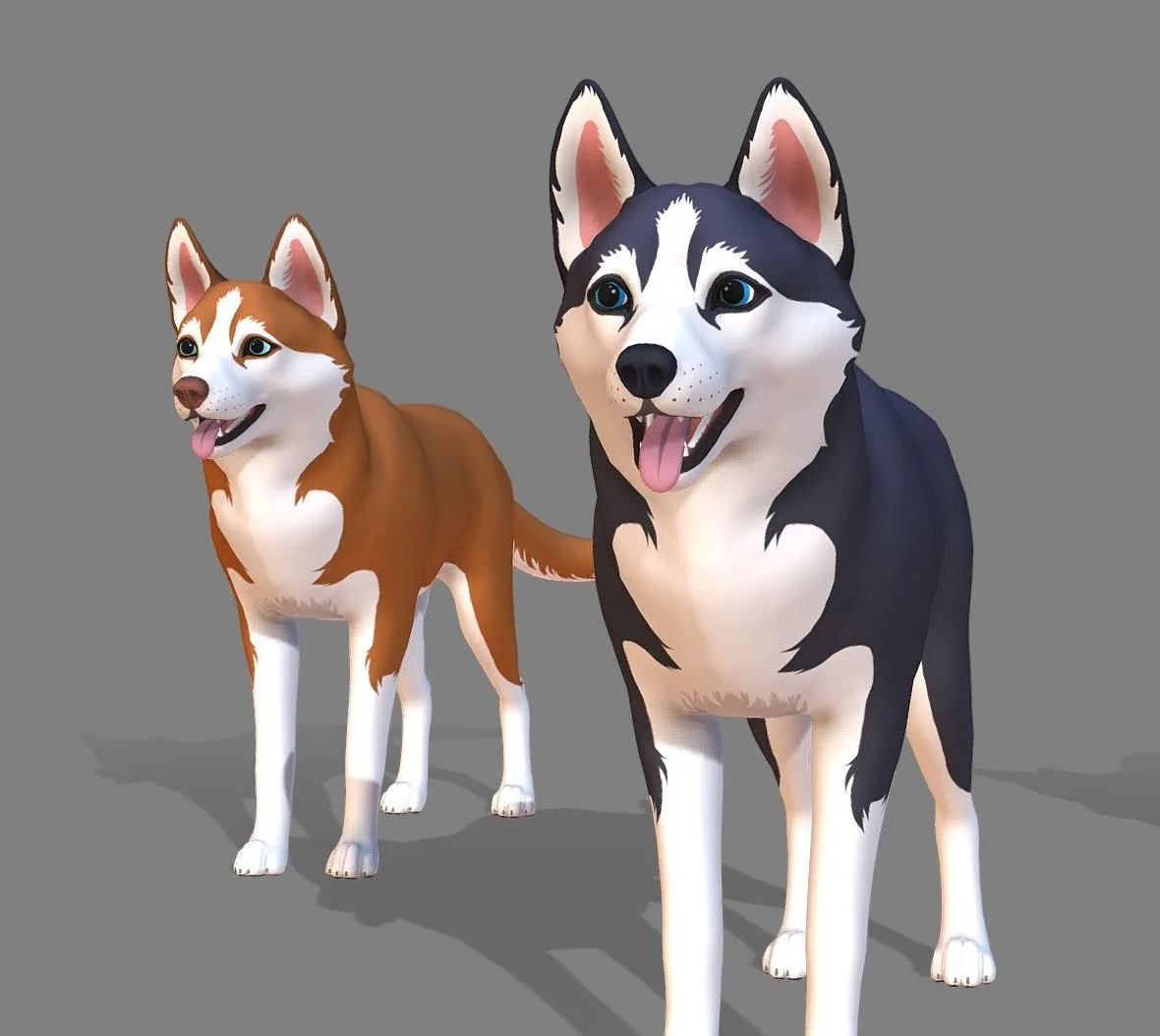 PBR Game 3D Models - Cartoon Dog Husky V2