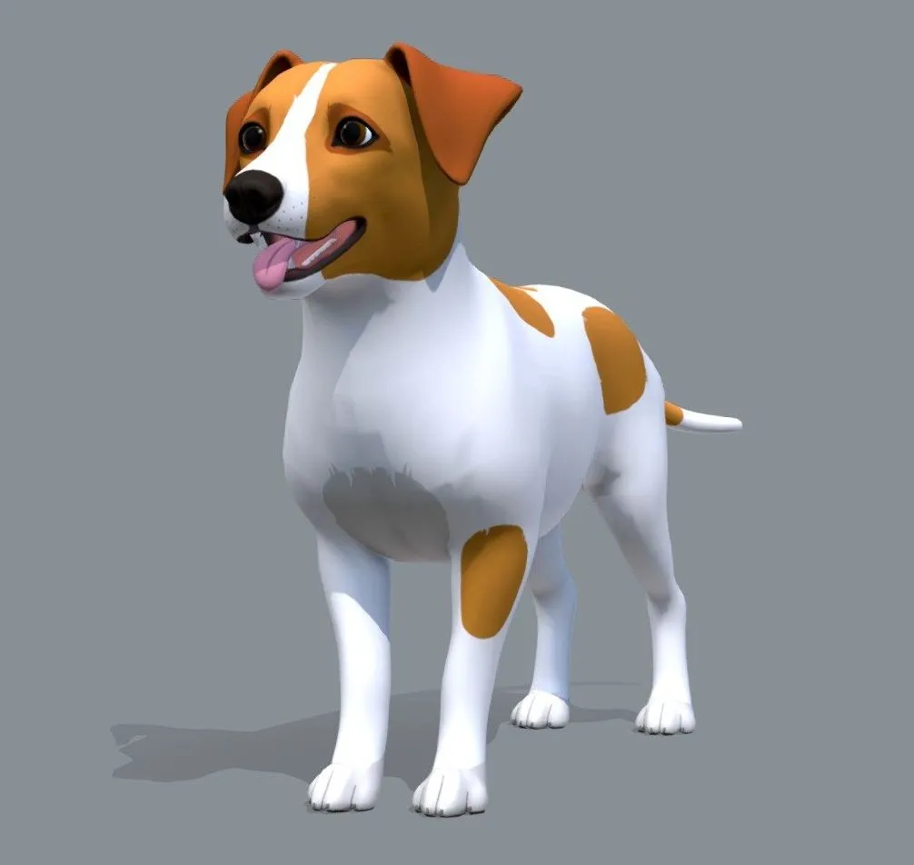 PBR Game 3D Models - Cartoon Dog Jack Russell Terrier