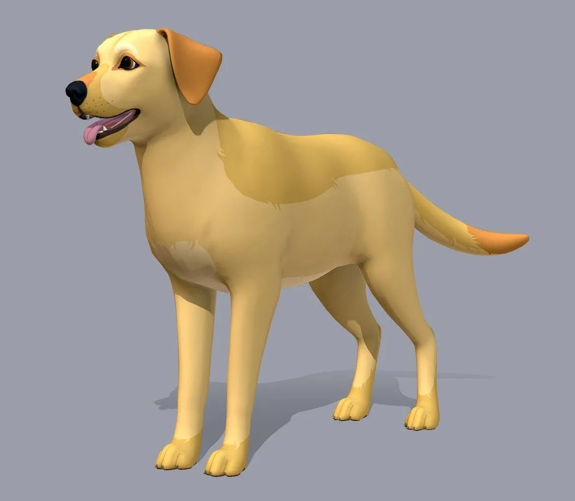 PBR Game 3D Models - Cartoon Dog Labrador