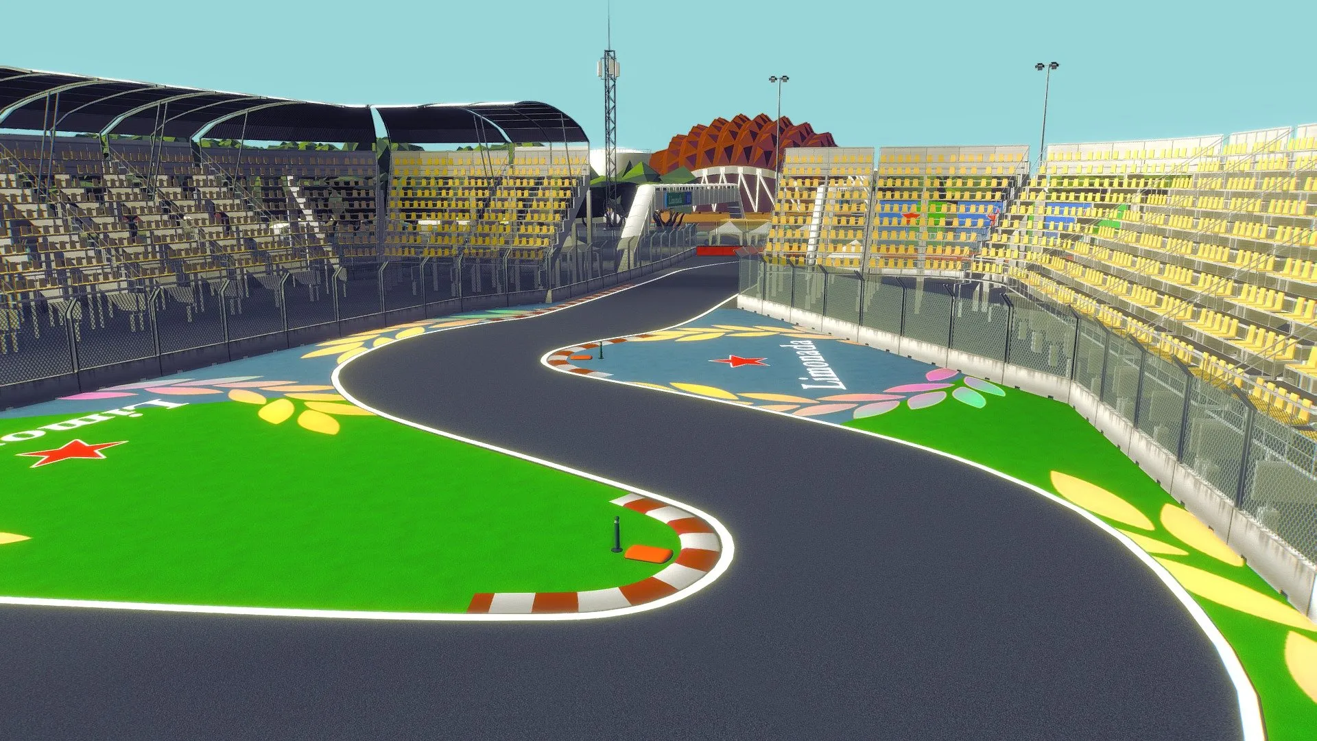 PBR Game 3D Models - Cartoon Race Track Mexico
