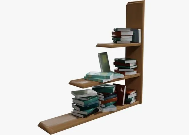 PBR Game 3D Models - Cartoon Wall shelf with books