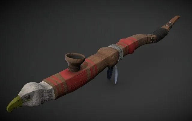 PBR Game 3D Models - Ceremonial Peace Pipe