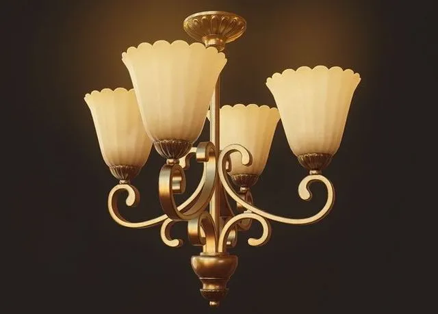 PBR Game 3D Models - Chandelier Low-poly