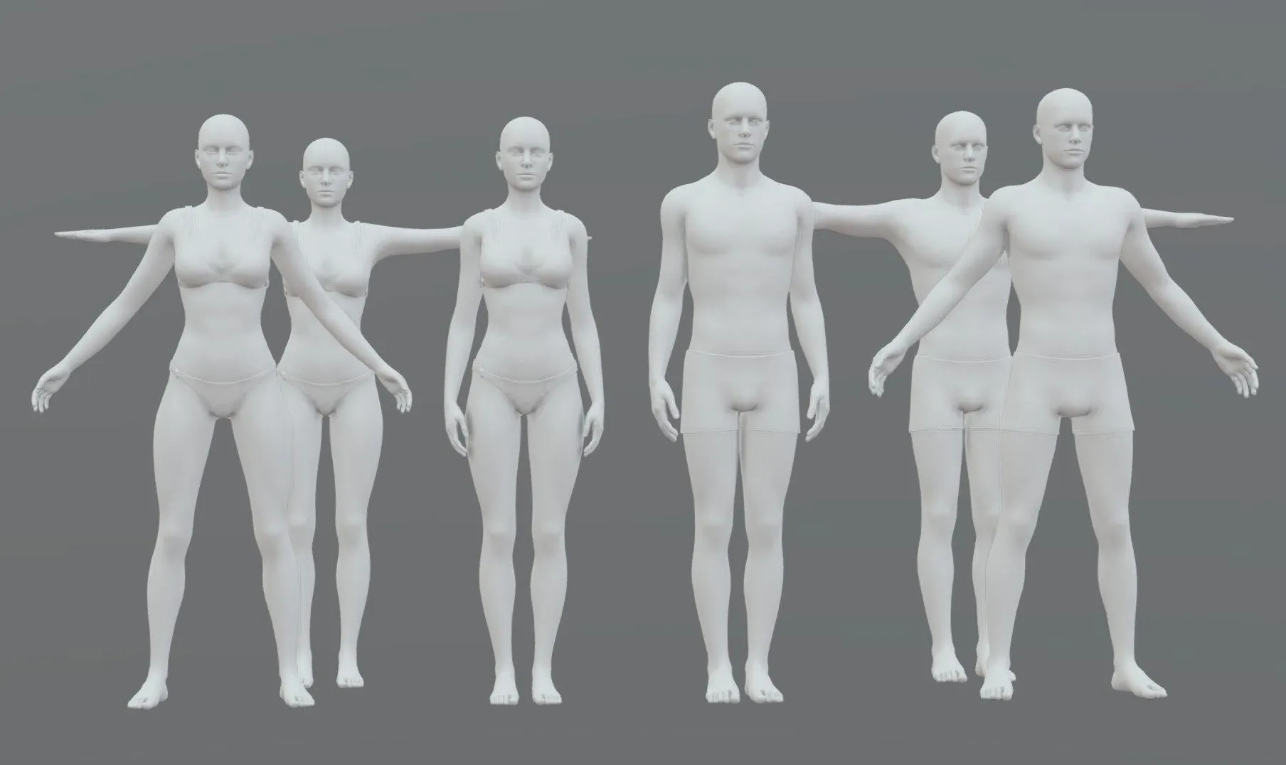 PBR Game 3D Models - Characters Base Mesh Pack