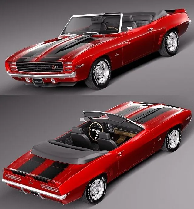 PBR Game 3D Models - Chevrolet Camaro 1969 Z28 Cabrio