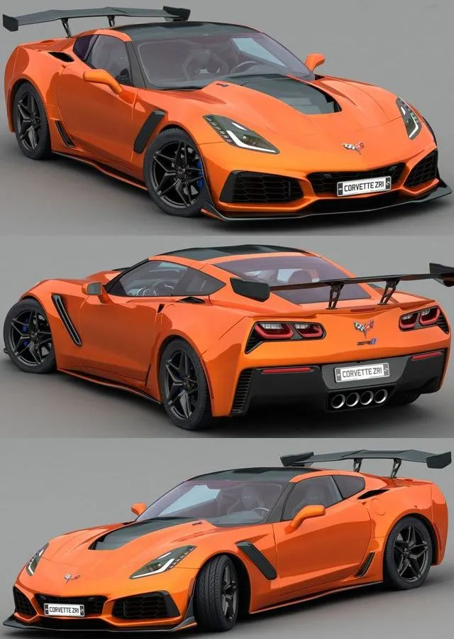 PBR Game 3D Models - Chevrolet Corvette ZR1 C7 2018