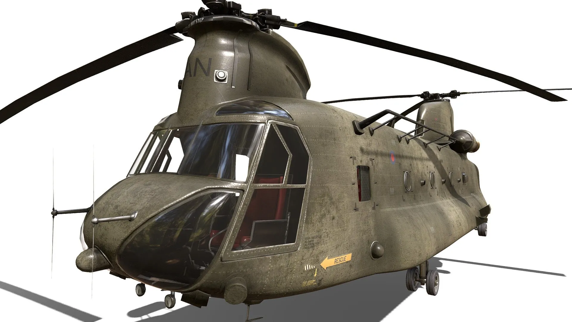 PBR Game 3D Models - Chinook Ch 47 Military Transport Helicopter