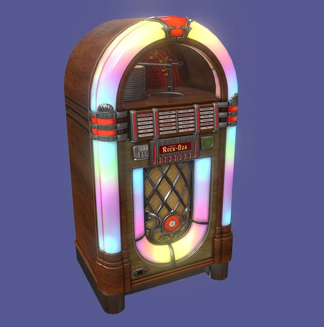 PBR Game 3D Models - Classic Wooden Rockola Or Jukebox