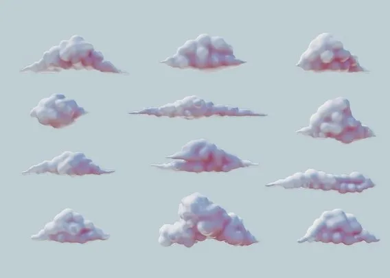 PBR Game 3D Models - Clouds Pack   12 In 1