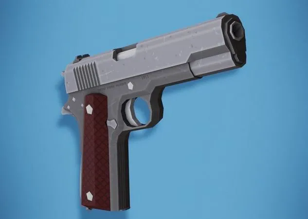 PBR Game 3D Models - Colt 1911 Low Poly Stylized