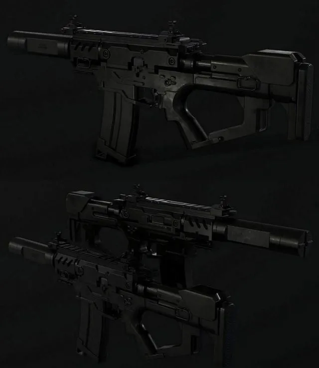 PBR Game 3D Models - Compact Assault Rifle