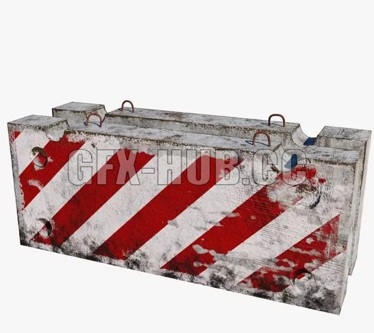 PBR Game 3D Models - Concrete barrier