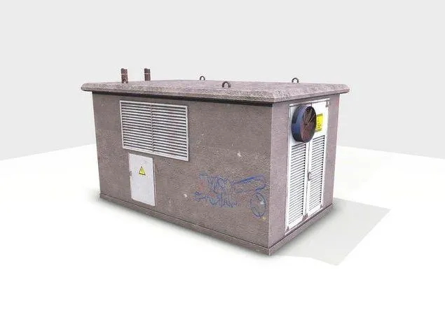 PBR Game 3D Models - Concrete Electrical Transformer
