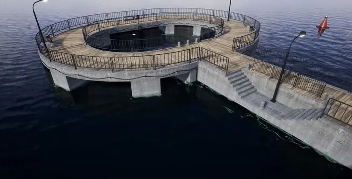 PBR Game 3D Models - Concrete pier and bridge