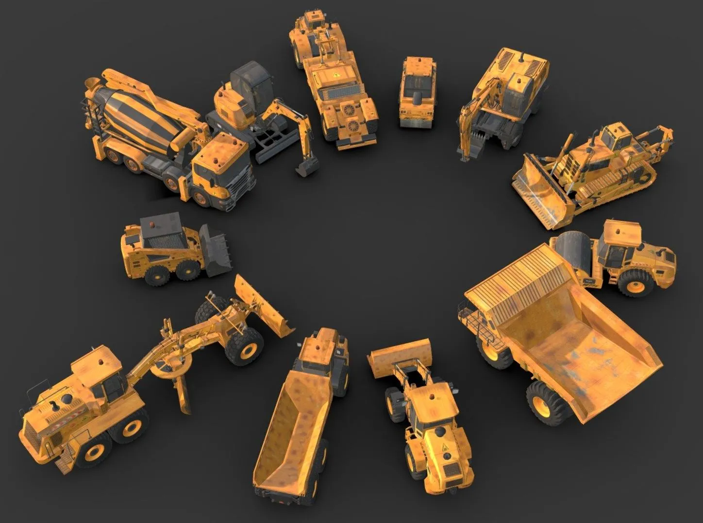 PBR Game 3D Models - Construction Vehicles Pack