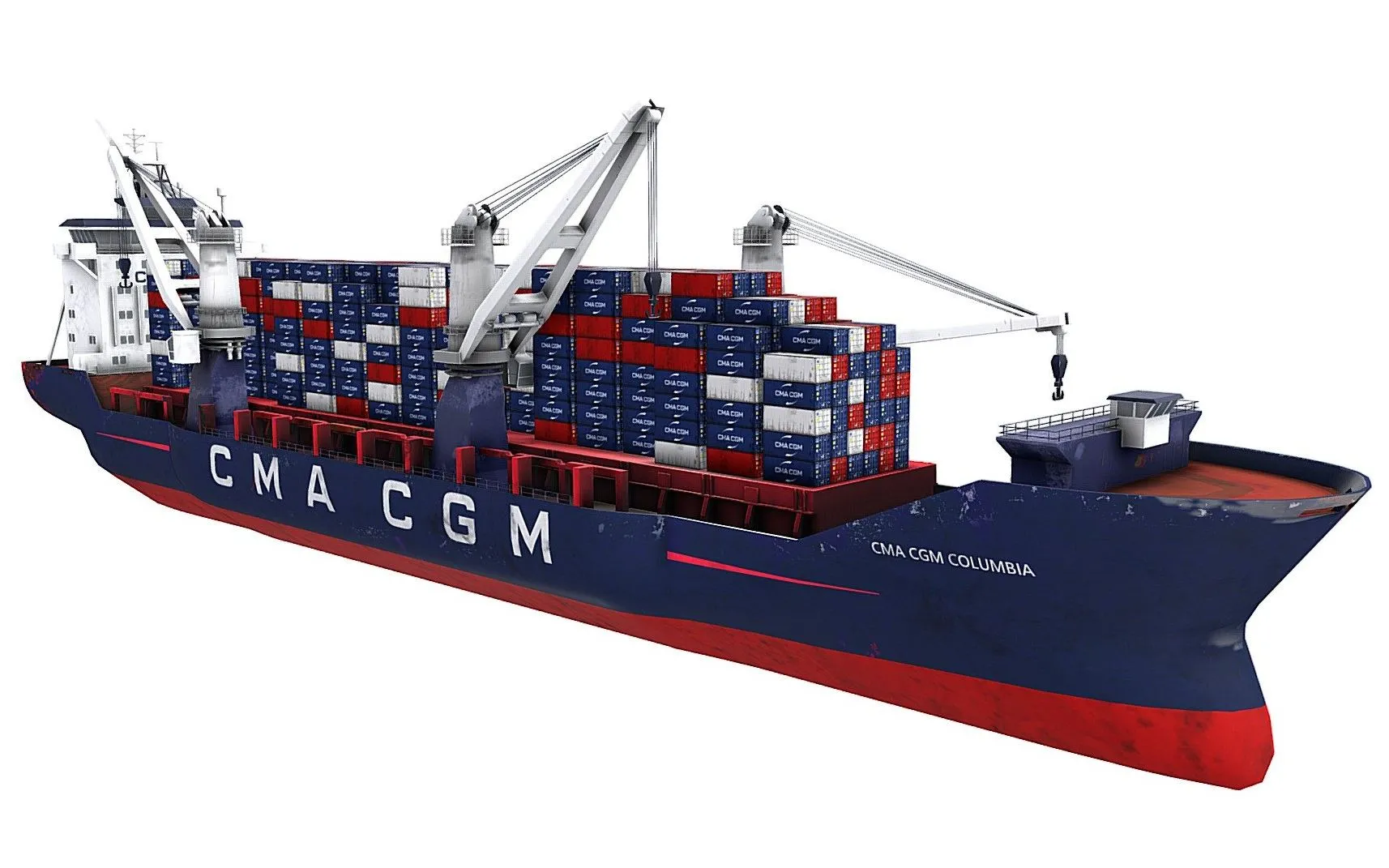 PBR Game 3D Models - Container Cargo Ship Cma Cgn Livery