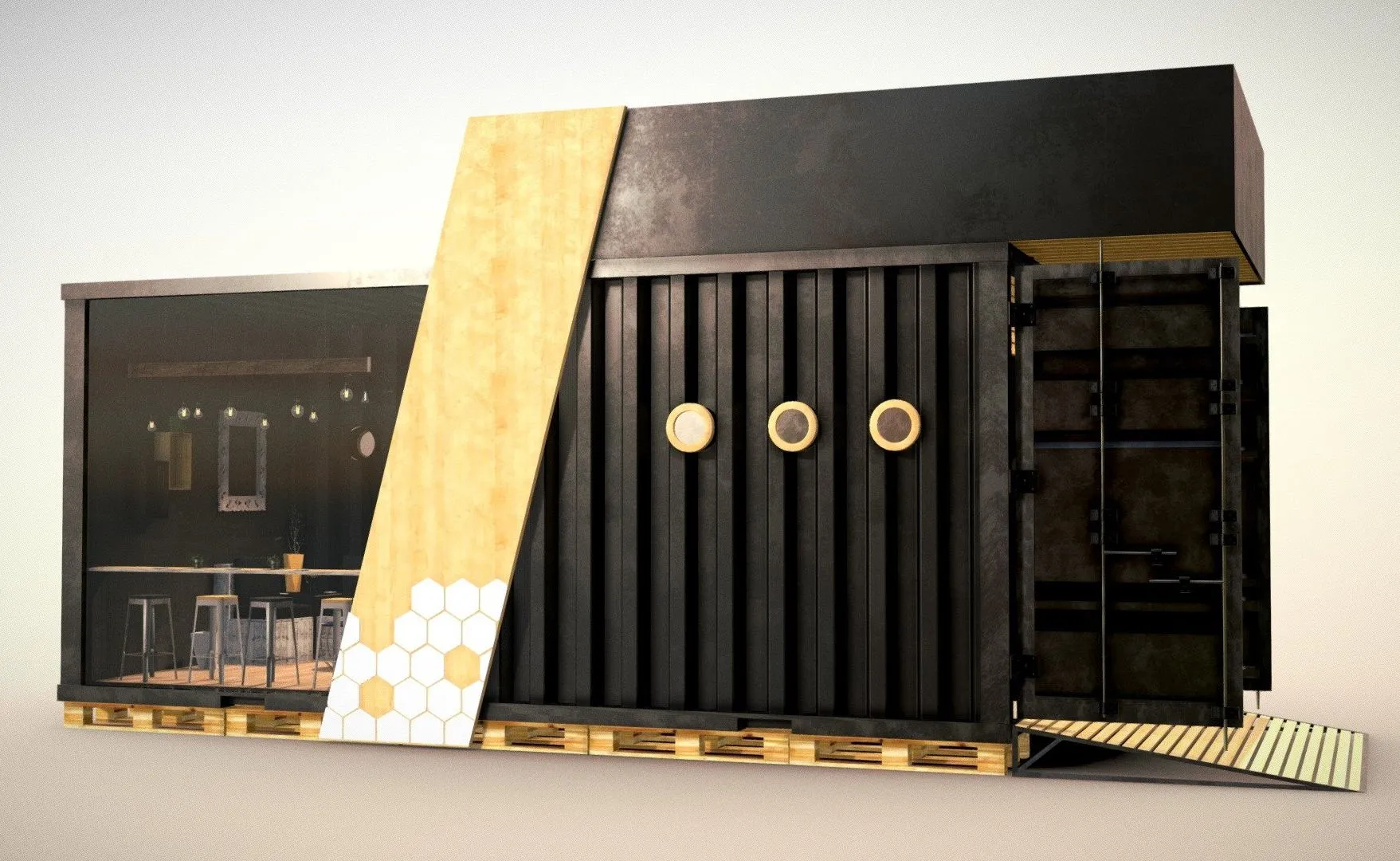 PBR Game 3D Models - Container Industrial Interior Concept Cargo