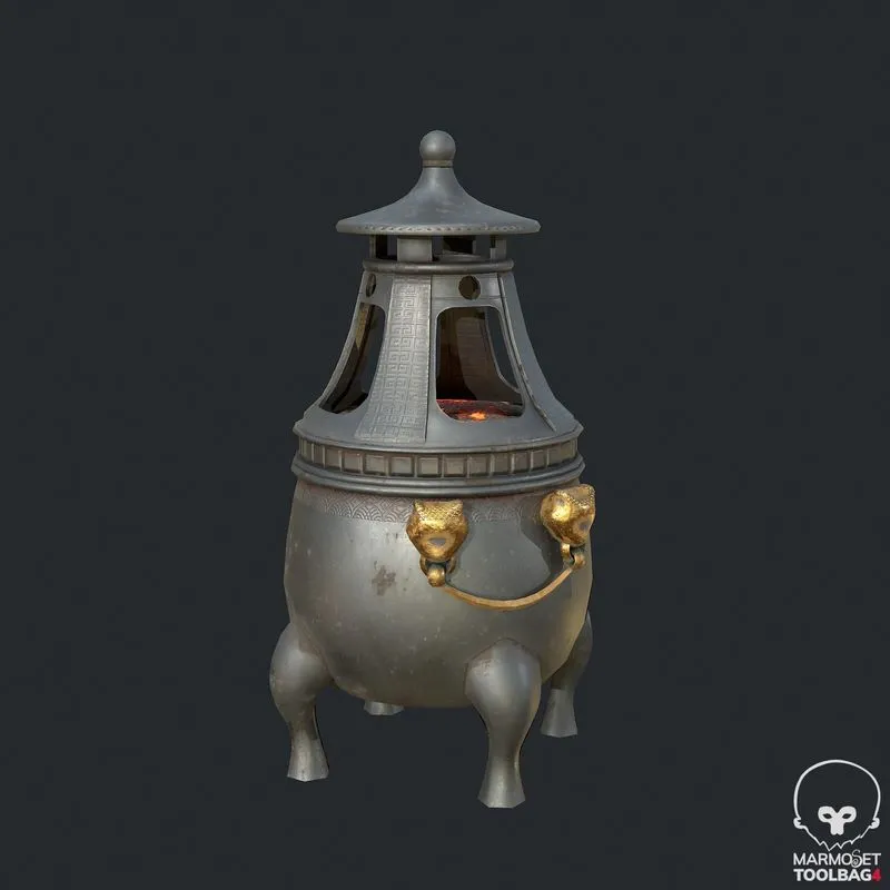 PBR Game 3D Models - Copper – Iron Medieval Fire Pit – Fire Place